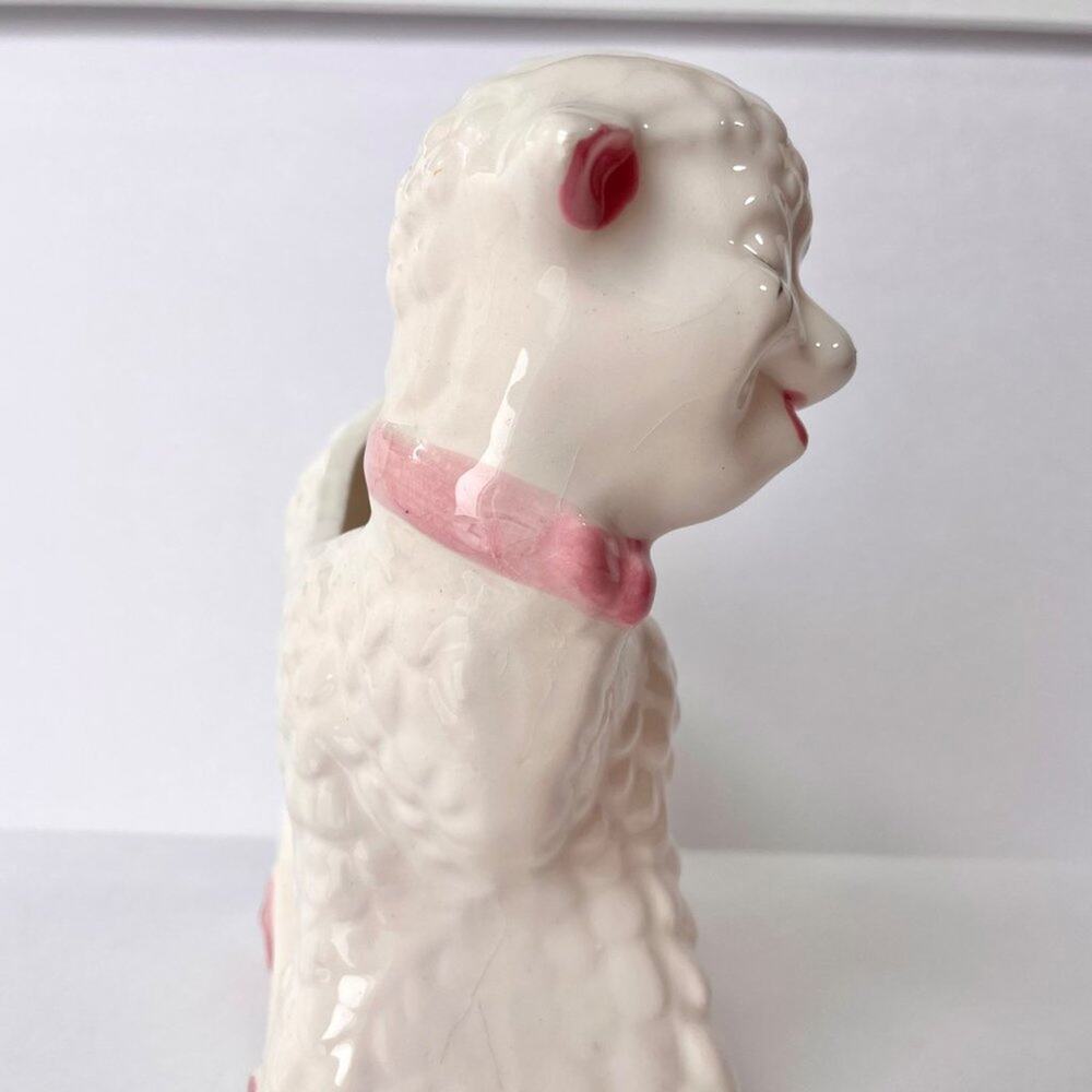 Vintage Japan Ceramic Lamb Planter Vase White Pink Nursery - Picture 12 of 15
